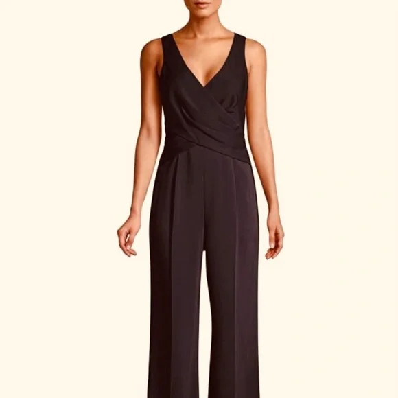 NWT Kobi Halperin Sheila Faux Wrap Jumpsuit Black - Picture 1 of 4